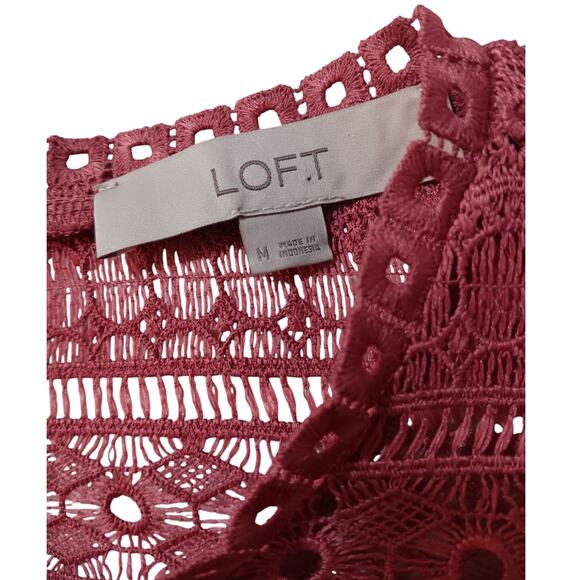 NEW LOFT Crocheted Sheer Top Blouse Shirt See Through Dainty Fairy Cottage‎ Med - Picture 7 of 12